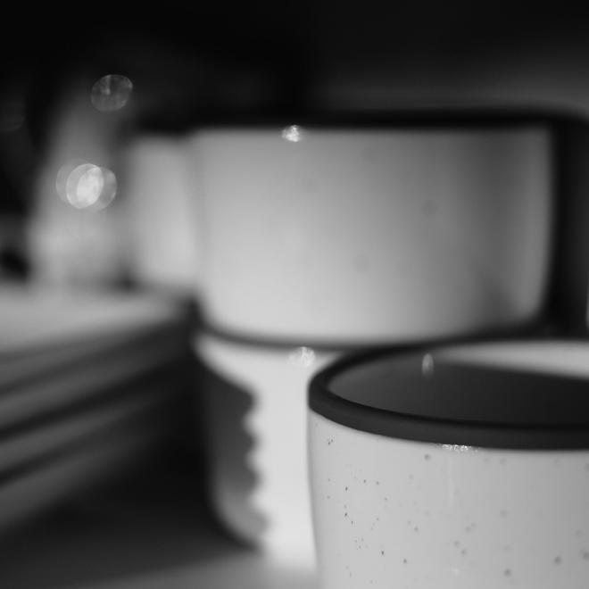 closeup of a few small bowls on a shelf